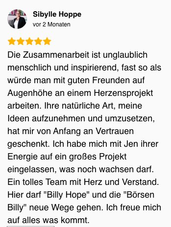 Review von Sibylle Hoppe — Börsen Billy